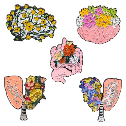 ORFOFE 5 Stück Metall Anstecknadeln Gehirn Herz Broschen Kleidung Anstecker Langlebig Modisch für Jacken Pullover Taschen und Schals als Dekorative Kleidungsschmuck von ORFOFE