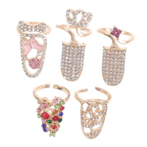 ORFOFE 5 Stück Teiliges Damen Fingerring Set mit Eleganten Strasssteinen Hohlem Schmetterlingsdesign Verstellbarem Retro Nagelkunst Schmuck für Stilvolle Fingertips Langlebig und von ORFOFE