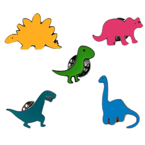 ORFOFE 5 Stück Teiliges Dinosaurier Anstecknadel aus Langlebiger Zinklegierung Modische Emaille Broschen für Damen Vielseitig Tragbar an Kleidung Schal Mütze Leicht und Hautfreundlich von ORFOFE