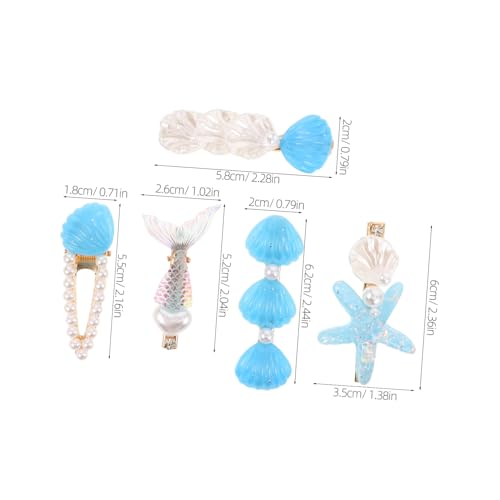 ORFOFE 5 Stück Teiliges Haarschmuck für Frauen Meerjungfrau Haarspangen mit Muschel Stern-Design Leichte Entenbillsch Clips für Strandpartys und Sommerliche Frisuren von ORFOFE