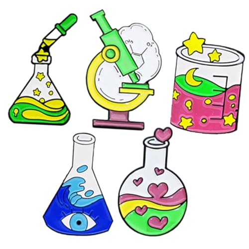 ORFOFE 5 Stück Teiliges Laborgeräte Anstecknadeln Set aus Legiertem Modische Wissenschafts Broschen für Damen Geschenk für Forscherinnen und Laborliebhaberinnen von ORFOFE