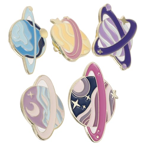 ORFOFE 5 Stück Teiliges Planet Emaille Pin Set aus Langlebiger Legierung Niedliche Weltraum Anstecknadeln für Rucksäcke und Kleidung Kompakt Retro Einfach zu Befestigen und Mitzunehmen von ORFOFE