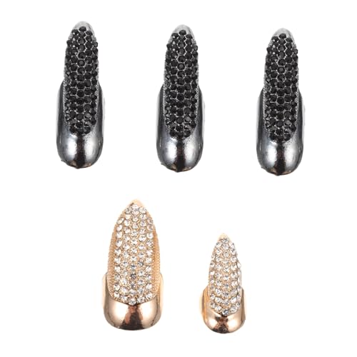 ORFOFE 5 Stück Teiliges Punk Fingerring Lang mit Strass Besetzt Modisches Hand schmuck accessoire Geeignet für Damen Vielseitig Kombinierbar zu Verschiedenen Outfits als Geschenk zu von ORFOFE