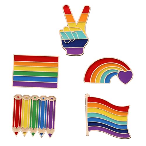 ORFOFE 5 Stück Teiliges Regenbogen Lgbt Pride Anstecker Brosche für Lesben und Unterstützer Modische Kleidung Accessoires Langlebige Metalllegierung Geeignet für Jacken Taschen Partys von ORFOFE