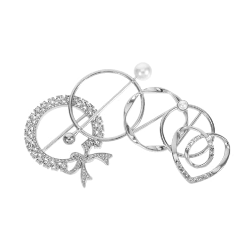 ORFOFE 5 Stück Teiliges Schalring mit Perlen und Strass Metall-knotendeko für Schals Seidenschals und Taillengürtel Sicherer Halt durch Festes Knotendesign Vielseitig für Frauenbekleidung von ORFOFE