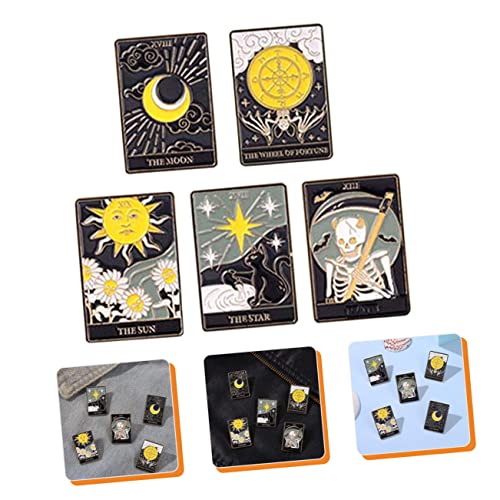 ORFOFE 5 Stück Teiliges Tarot Anstecknadeln aus Robustem Legierungs Material Kreative Emaille Broschen für Mütze Schal Kleidung Farblich Schlichte Accessoires mit Sicherem Halt von ORFOFE