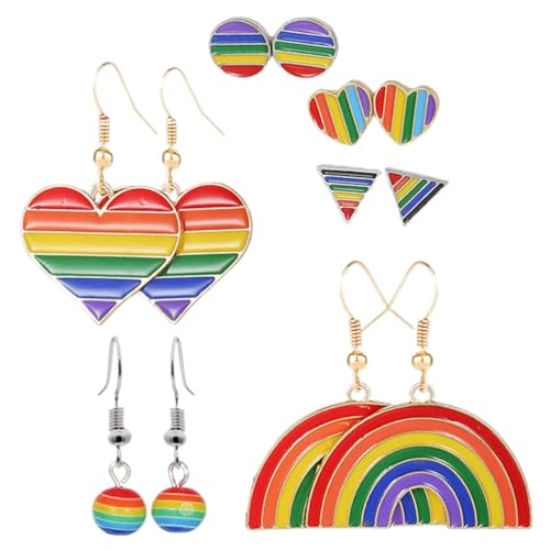 ORFOFE 6 Paare Regenbogen Ohrhänger Damen Ohrringe mit Anhänger Pride Schmuck Herzform mit Strass Bunte Tropfen Ohrringe Modisch Vielseitig Tragbar ORFOFE 6 Paare Regenbogen Ohrhänger Damen Ohrringe mit Anhänger Pride Schmuck Herzform mit Strass Bunte Tropfen Ohrringe Modisch Vielseitig Tragbar von ORFOFE