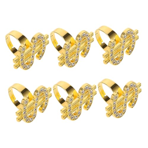 ORFOFE 6 Stück Funkelnde Strassringe Hip Hop Stil Detailreiche Cosplay Kostüm Accessoires für Halloween Rapper Schmuck Statement Fingerringe für Damen und Herren von ORFOFE