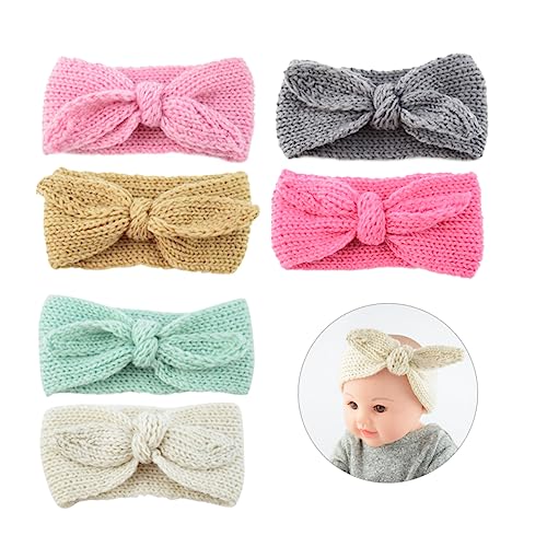 ORFOFE 6stücke Häkel-turban Stirnbänder Für Mädchen Mit Schleifen Warme Dicke Handgefertigte Kopfbedeckungen Verschiedenen Farben Für Kleinkinder von ORFOFE