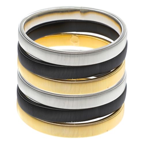 ORFOFE 6 Stück Teiliges Herren Ärmelhalter aus Metall Elastische Verstellbare Shirt Garters in Schwarz Gold Silber Armbänder für Business Büro Party und Formelle Anlässe von ORFOFE