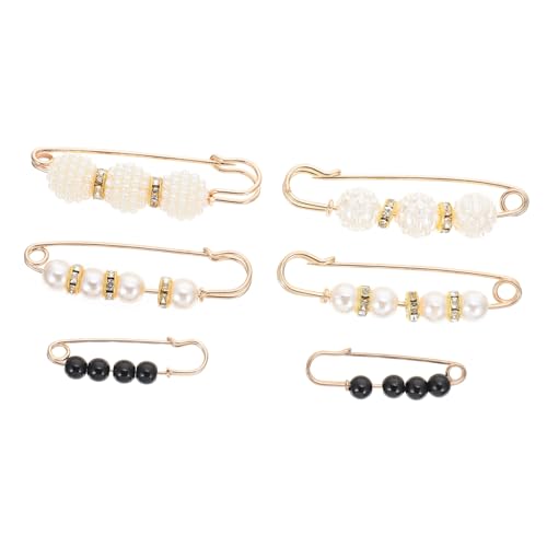 ORFOFE 6 Stück Teiliges Multifunktionale Broschen für Damen Modische Sicherheitsnadeln mit Perlen Verstellbarer Taillenclip für Kleider Röcke Pullover Praktisch zum Anpassen und Fixieren von ORFOFE