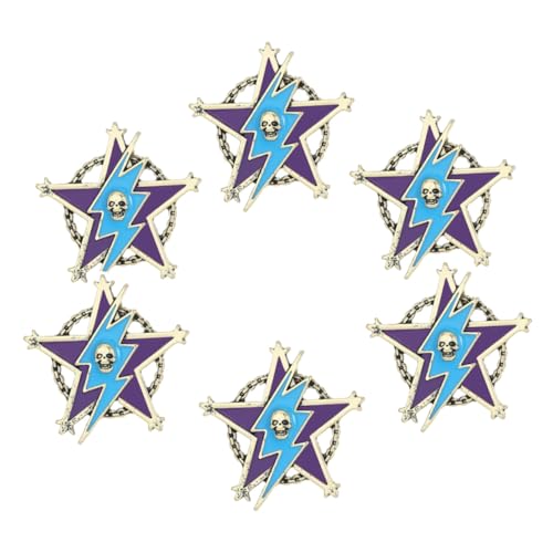 ORFOFE 6 Stück Vintage Fünf-punkte Stern Anstecknadeln für Herren Metall Broschen mit Klassischem Design Sicherer Verschluss Passend für Anzüge Mäntel Rucksäcke und Halloween Outfits von ORFOFE