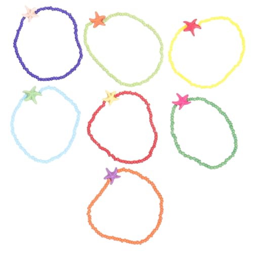 ORFOFE 7 Stck Boho Armband Damen Perlenarmbänder Handgefertigt Bunte Strand Fußkettchen Leichtes Bequemes Farbenfrohes Schmuckzubehör für Frauen Wrist Decoration von ORFOFE