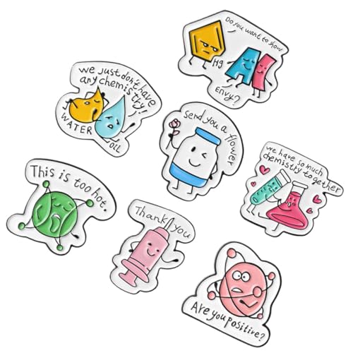 ORFOFE 7 Stck Teiliges Niedlicher Chemie Labor Broschen aus Cartoon Anstecknadeln für Kleidung Taschen Hüte Sicherer Halt Vielseitig Dekorativ Geschenk für Wissenschaftsbegeisterte von ORFOFE