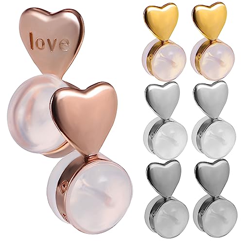 ORFOFE 8 Stück Teiliges Silikon Ohrringverschlüsse Herzform für Frauen und Mädchen Weiche Sichere Ohrstecker Stopper Verstellbare Ohrlöcher Stabilisatoren Komfortabel und Langlebig von ORFOFE
