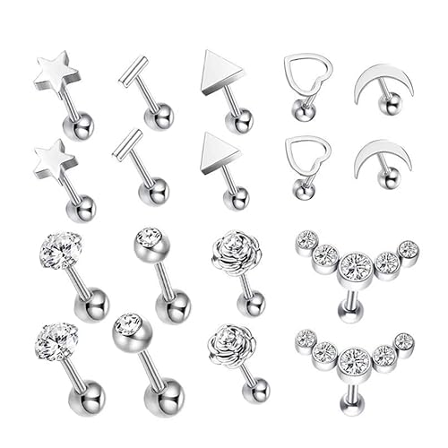 ORFOFE 9 Paare Ohrstecker Punk Stil Ohrschmuck Cartilage Piercings für Mädchen Teiliges Set Herzform Hypoallergen und Elegant von ORFOFE