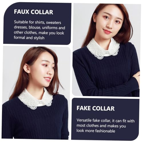 ORFOFE Abnehmbare Damen Fake Collar Bluse Weiß Bestickter Halbhemd Kragen Leichtes Faltfreies Shirt Accessoire für Büro und Alltag Vielseitig Kombinierbar Eleganter Look von ORFOFE