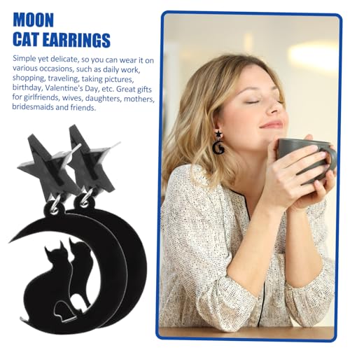 ORFOFE Acryl Ohrringe Damen Mond Stern Katze Dangle Ohrstecker Schwarz Leicht Hautfreundlich Elegant Für Mädchen Party Geburtstag Alltag von ORFOFE