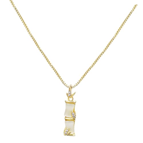 ORFOFE Bambus glieder Halskette Damen Leichtes Metall Schmuck Lustiger Anhänger Modisch Komfortabel Alltagstauglich Elegant von ORFOFE