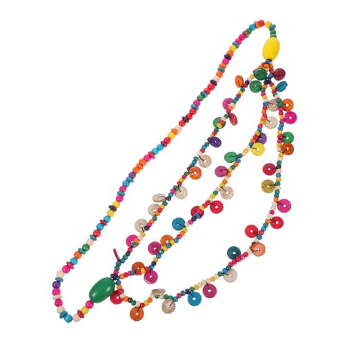 ORFOFE Böhmische Halskette Damen Mehrschichtige Kokosnuss Schalen Halskette mit Bunten Holzperlen Modisches Accessoire für Partys Urlaub Strand und Täglichen Gebrauch Zufällige Farbe von ORFOFE