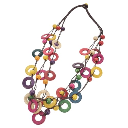 ORFOFE Bohemia Halskette Vintage Geometrisches Design Bunte Handgewebte Mehrlagige Kokosnussperlen Schmuck für Frauen Mädchen Alltag Party Strand von ORFOFE