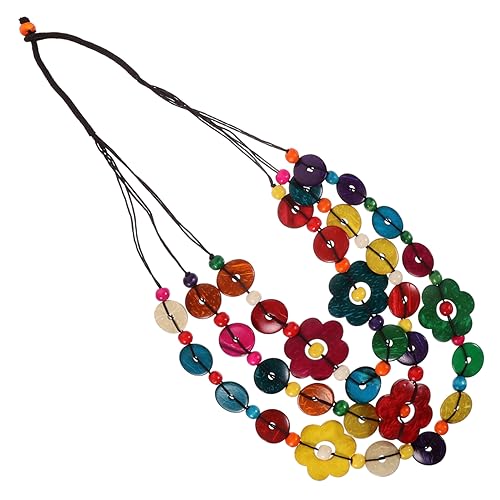 ORFOFE Bohemia Mehrschichtige Halskette Vintage Kokosnussschale Perlen Anhänger Damen Schmuck Bunte Gewebte Halskette Passend für Alltag Party von ORFOFE
