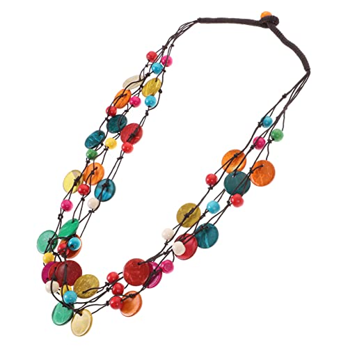ORFOFE Boho Halskette Damen Vintage Geometrischer Runder Anhänger aus Kokosschale Eleganter Modeschmuck für Party Strand Urlaub Alltag von ORFOFE
