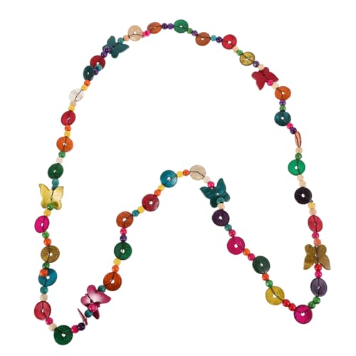 ORFOFE Boho Lange Kokosnussschalen Halskette Damen Bunte Perlen Geometrisch Schmetterling Anhänger Doppellagig Vielseitig Tragbar Ethno Modeschmuck Party Urlaub von ORFOFE