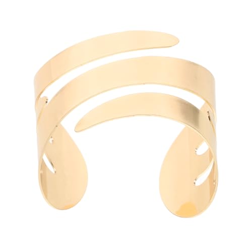 ORFOFE Breiter Geometrischer Armreif Damen Metall Manschette mit Filigranen Cutouts Verstellbar Minimalistisches Langlebiges Design Modischer Offener Punk Style in Gold von ORFOFE