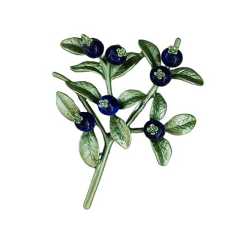 ORFOFE Brosche Blaubeerzweigstil Grün Retro Stoving Varnish Emaille Anstecknadel Damen Hochzeit Party Accessoire Langlebige Legierung Pin von ORFOFE