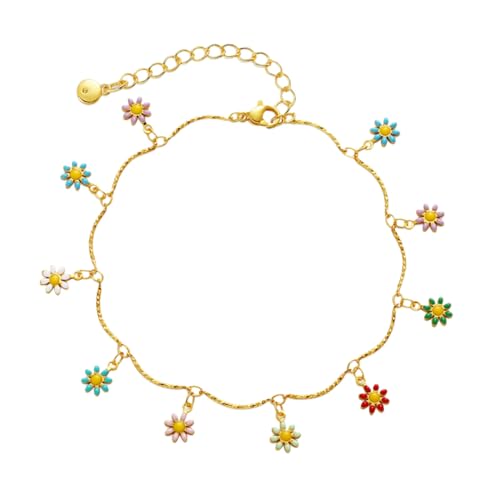 ORFOFE Bunte Blumen Choker Halskette Kupfer Vergoldet Damen Modeschmuck Elegant Einfach Für Frauen Mädchen Alltag Party von ORFOFE