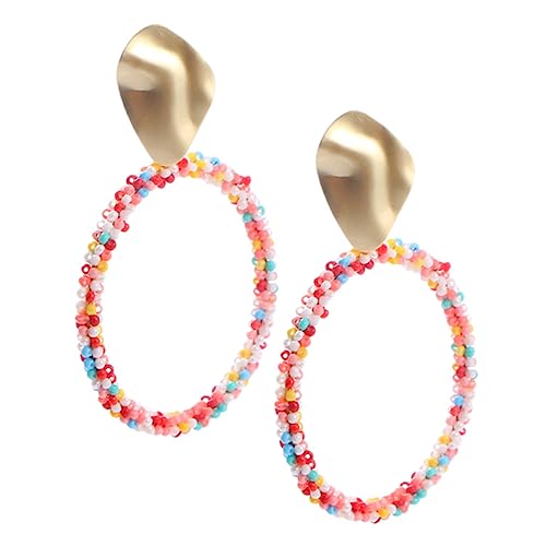 ORFOFE Bunte Perlen Creolen Ohrringe für Damen Boho Kreis Ohrringe Auffällige Bunte Schmuck Accessoires Geeignet für Partys und Besondere Anlässe von ORFOFE
