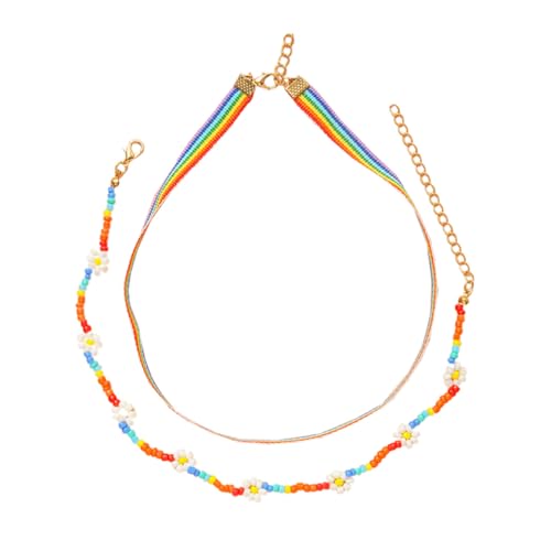 ORFOFE Bunte Regenbogen Perlenkette Boho Ethno Choker Halskette Damen Sommer Strand Schmuck Hawaiianisches Accessoire aus Umweltfreundlichen Materialien von ORFOFE