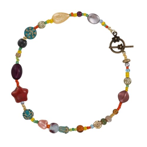 ORFOFE Bunte Sternen halskette Damen Boho Stil Mehrfarbige Perlenkette Modische Lange Statement kette für Alltag und Fest Anlass Vielseitige Collier von ORFOFE