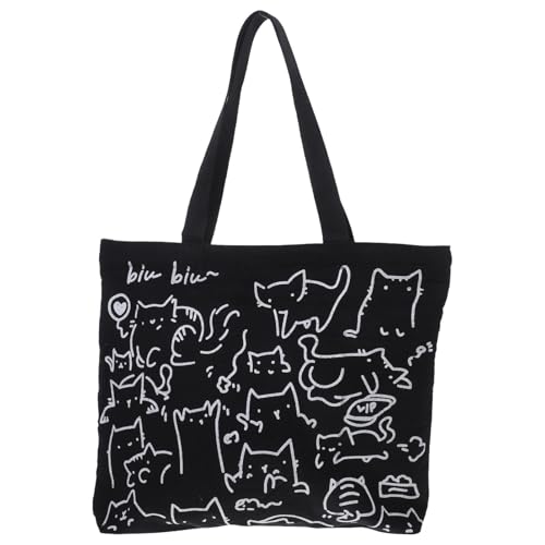 ORFOFE Canvas Schultertasche Damen Große Tote Bag mit Niedlichem Tiermotiv Handgefertigt Langlebig Große Kapazität Alltag Shopping Reise Kosmetik Telefonaufbewahrung von ORFOFE