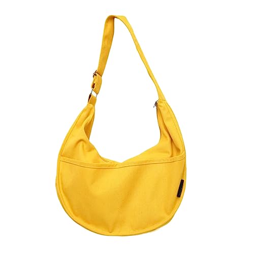 ORFOFE Canvas Umhängetasche Damen Gelb Leichte Schultertasche aus Robustem Canvas Große Kapazität für Alltag Schule Reisen Vielseitige Crossbody Bag für Frauen und Mädchen von ORFOFE