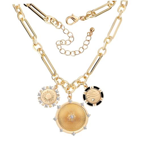 ORFOFE Chunky Sonnenanhänger Halskette aus Kupfer Glatte Oberfläche Langlebiger Charms Schmuck für Frauen und Mädchen Modische Halskette Geschenkidee mit Einzigartigem Sonnenmotiv von ORFOFE
