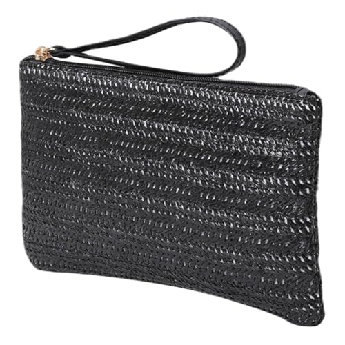ORFOFE Clutch Aus Stroh Handgewebt Trendig Süß Korbgeflecht Für Geldbörse Mädchen Karten Aufbewahrungstasche Vielseitige Geldbörse Mit Reißverschluss Tragbare Münztasche Kleine von ORFOFE