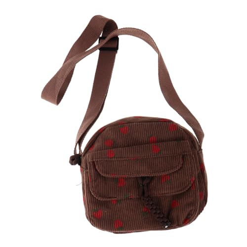 ORFOFE Corduroy Kleine Umhängetasche Damen Modisch Leichte Crossbody Tasche mit Reißverschluss Vielseitig für Schule Arbeit Alltag Braun von ORFOFE