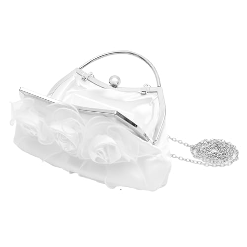 ORFOFE Damen Abendtasche mit Handgefertigten Rosen Kleine Floral Clutch Vielseitige Handtasche mit Abnehmbarer Kette für Hochzeitsgäste Partys und Festliche Anlässe von ORFOFE