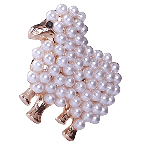 ORFOFE Damen Brosche Schaf mit Perle Goldfarbene Anstecknadel Modisches Kleidungsornament für Pullover Schal Mantel Accessoire für Besondere Anlässe und Alltag von ORFOFE