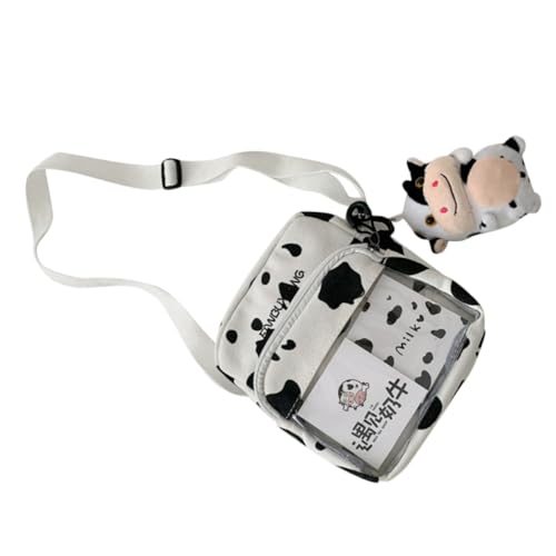 ORFOFE Damen Canvas Schultertasche mit Kuhmuster Leichte Freizeit umhängetasche Große Kapazität Robustes Segeltuch für Arbeit Reisen Einkaufen Schule und Alltag Modische Geschenkidee von ORFOFE