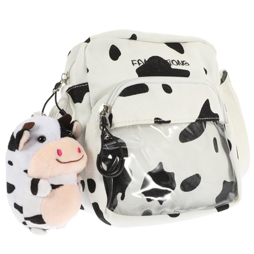 ORFOFE Damen Crossbody Bag mit Kuhmuster aus Langlebigem Canvas Verstellbarer Schultergurt Leichte Umhängetasche für Alltag und Reisen Modische Cartoon Umhängetasche mit Zufällige Farbe von ORFOFE