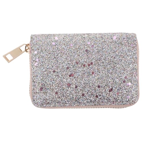 ORFOFE Damen Geldbörse Klein aus PU Material mit Reißverschluss Modische Glitzernde Münzfach Brieftasche Kompakte Portemonnaie für Alltag Shopping Reisen Praktische und Langlebige von ORFOFE