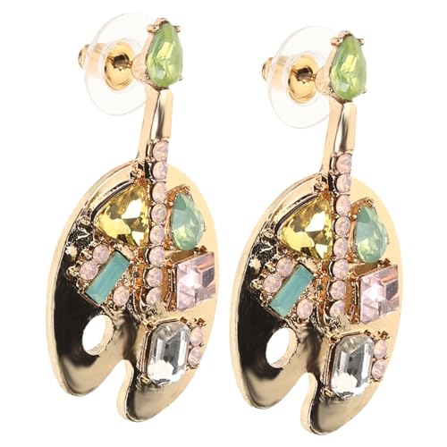 ORFOFE Damen Ohrstecker Palette Design Leichtes Statement Schmuck mit Funkelnden Strasssteinen Farbige Geometrische Ohrringe für Frauen Modischer Alltag und Besondere Anlässe von ORFOFE