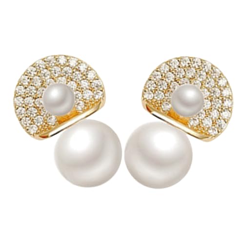 ORFOFE Damen Ohrstecker mit Künstlichen Perlen Modische Flache Perlenohrringe Leichtes Schmuckstück für Alltag und Besondere Anlässe Vielseitig Kombinierbar Stilvolles Accessoire von ORFOFE