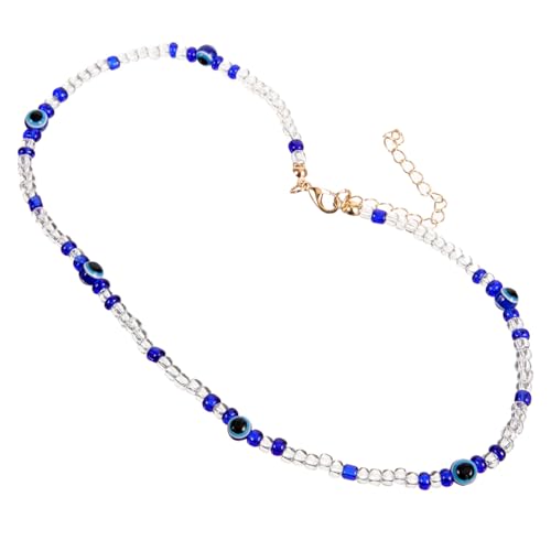 ORFOFE Damen Perlenkette mit Blauem Auge Mehrfarbige Perlen Halskette Stilvolle Clavicle Chain für Frauen und Mädchen Langlebig und Hautfreundlich Perfektes für Geburtstag und Festival von ORFOFE