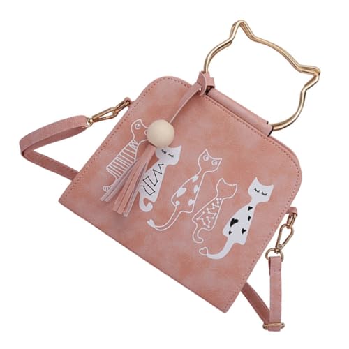 ORFOFE Damen Schultertasche mit Katzenmotiv PU Crossbody Tasche Modische Umhängetasche für Alltag und Reisen Geräumig und Langlebig Stylische Cat Style Handtasche in Rosa von ORFOFE