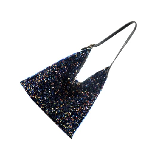ORFOFE Damen Schultertasche mit Pailletten Modische Outdoor-umhängetasche aus PU Vielseitige Umhängetasche für Alltag Shopping und Reisen Robuste Tragbare Handtasche in Schwarz von ORFOFE