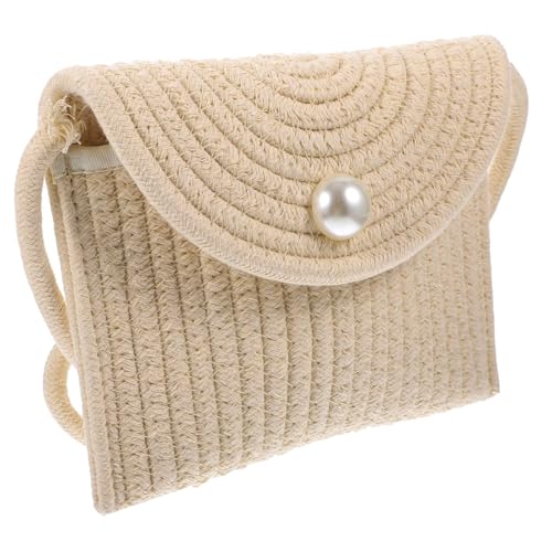 ORFOFE Damen Umhängetasche Feinstrick Mini Handytasche Crossbody Bag Schultertasche Handtasche Weiß für Alltag und Freizeit von ORFOFE